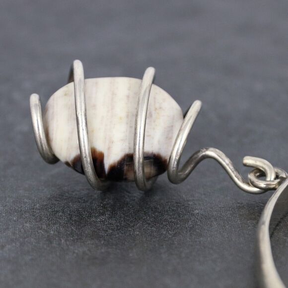 Vintage Sterling Silver 925 Purple Amethyst Agate Dangle Crystal Bangle 8.5" - Picture 8 of 12